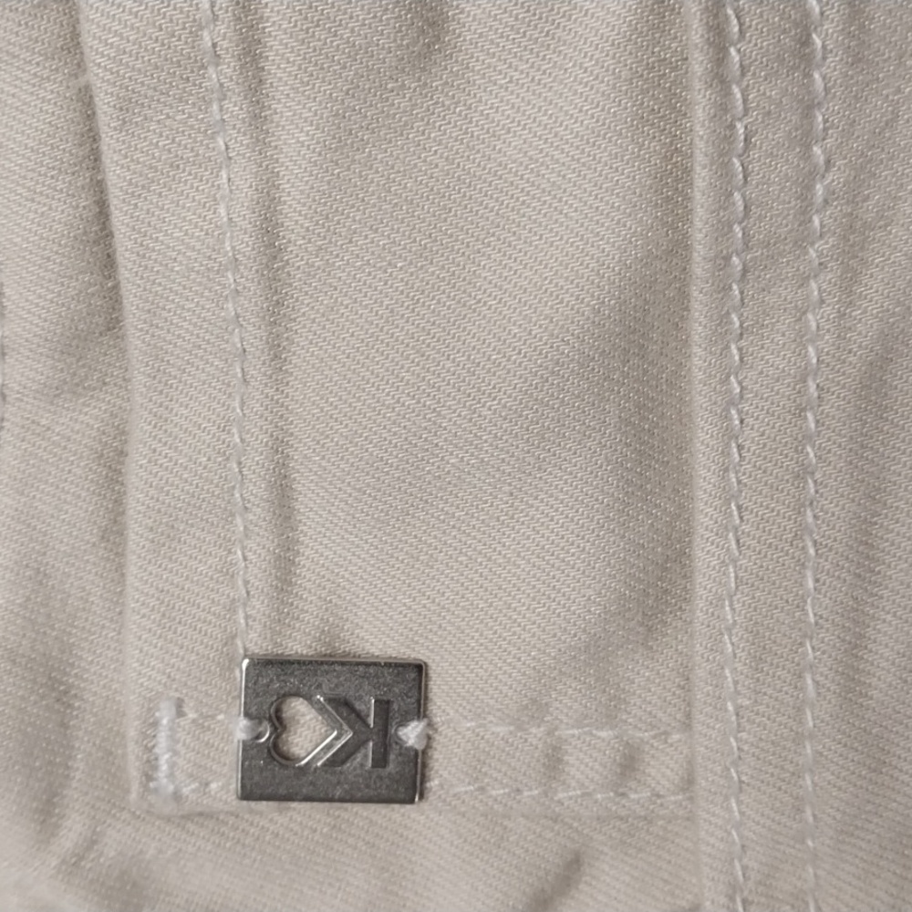 Belle By Kim Gravel NWT TripleLuxe Twill Mariner Fringe Crop Pants 28W Sandbar - Picture 5 of 13